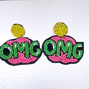 🎉💕 Multicolor Whimsy  Beaded OMG Earrings